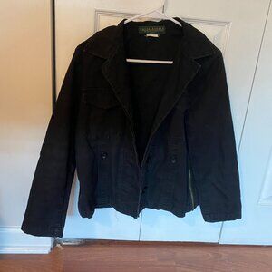 Vintage Harvé Benard Black Denim Workwear Style Jacket Size 6P